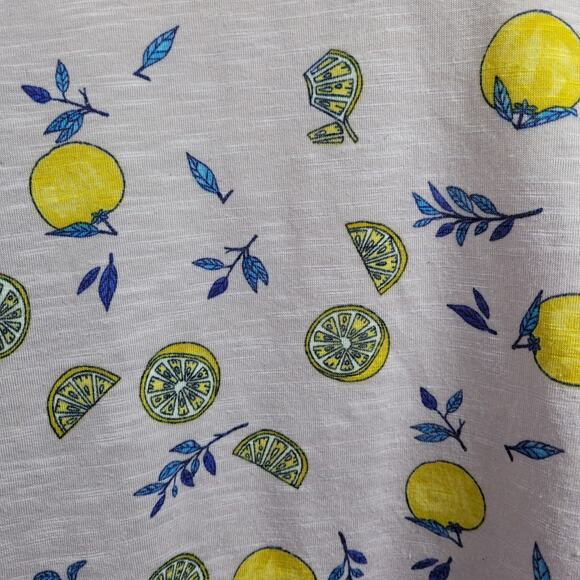 Juicy Couture Women's Lemon Print Purple Combo Ruffle Cold-Shoulder Top Size XL - Picture 7 of 8